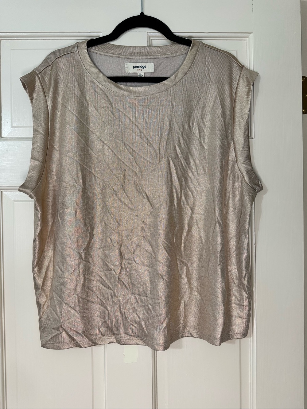 Women’s Porridge Metallic Cap-Sleeve Tank XL NWT